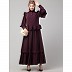 Frill abaya with double sleeves design- wine color